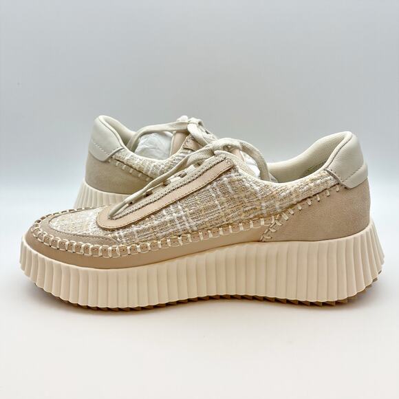 Dolce Vita Women's Dolen Leather Sneaker Size 7 Ivory Tan Lace-Up Closure NIB - Picture 7 of 11